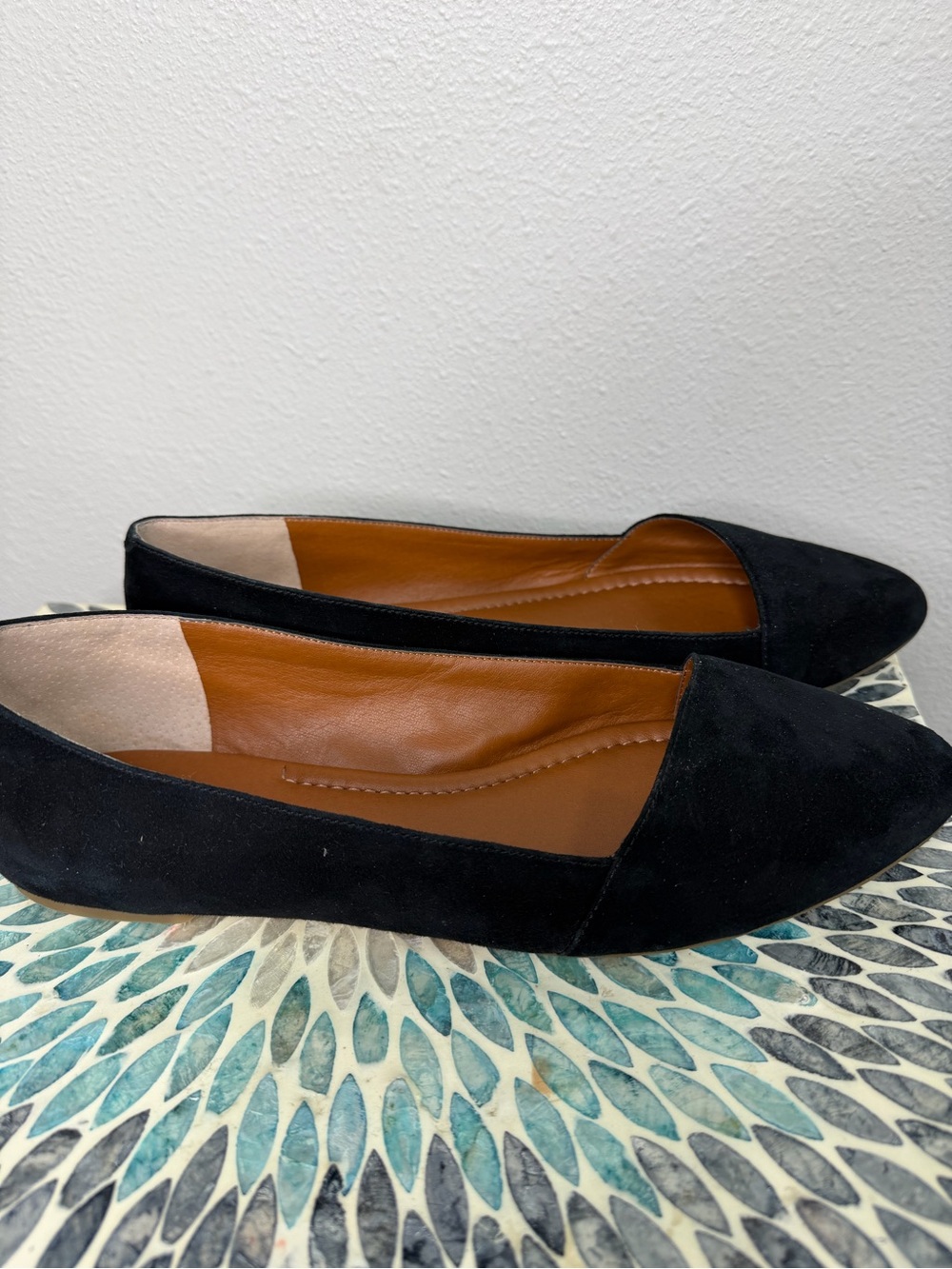 Lucky Brand Black Suede Pointed-Toe Flats